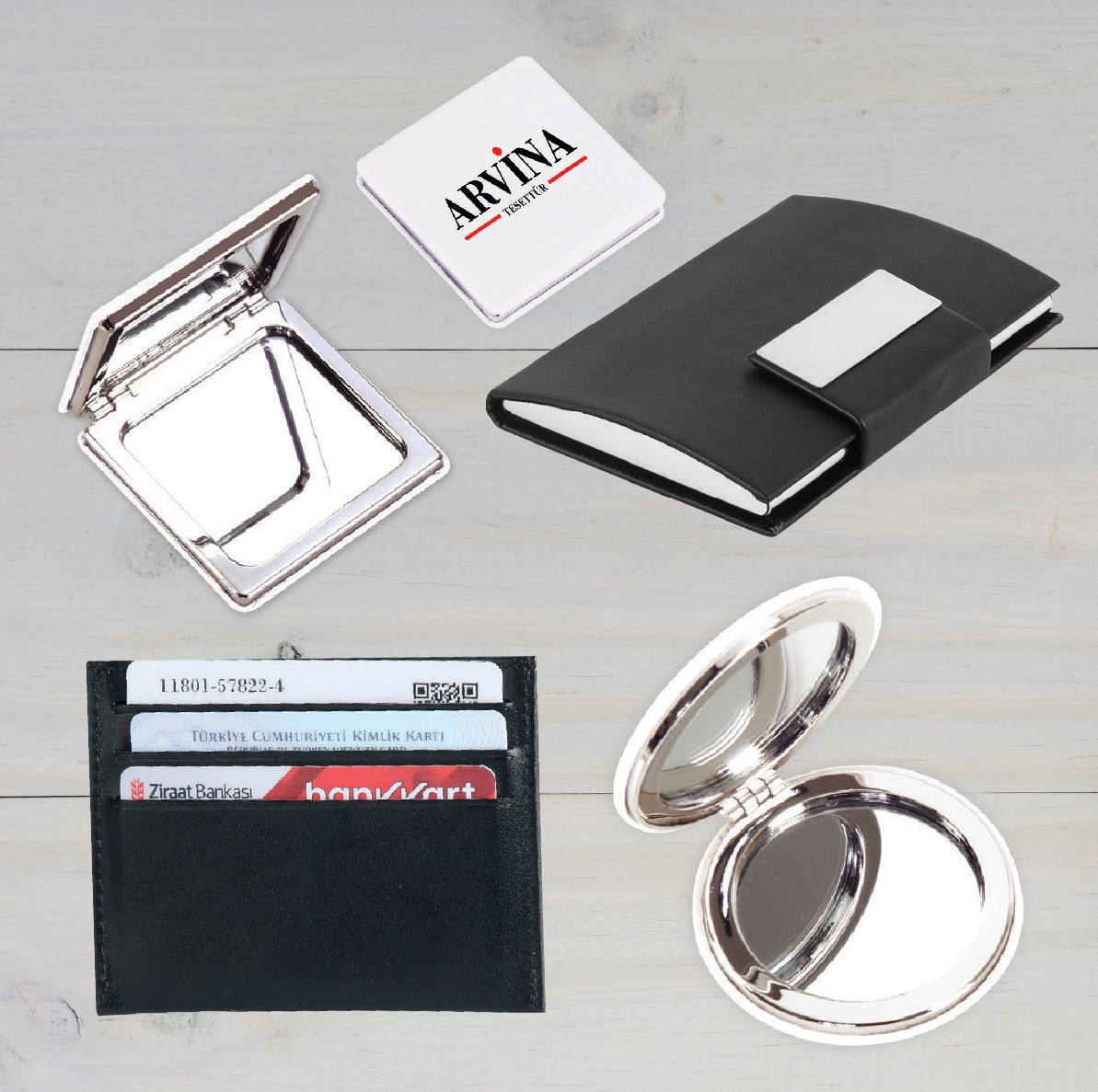 Kartvizitlik Ayna ve Deri Kartlıklar
