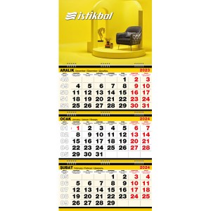 Promosyon Gemici Takvimi Üç Parça Spiralli 33x77 cm MTB-250 - Toptan