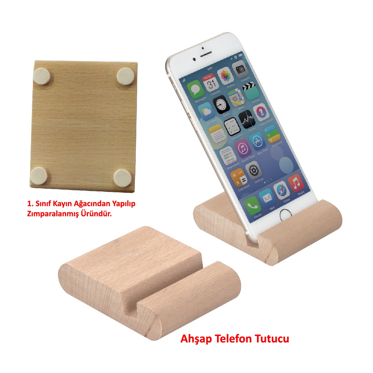 Promosyon Ahşap Telefon Tutucu ( 6,4 x 8 x 1,8 cm ) ATT-230