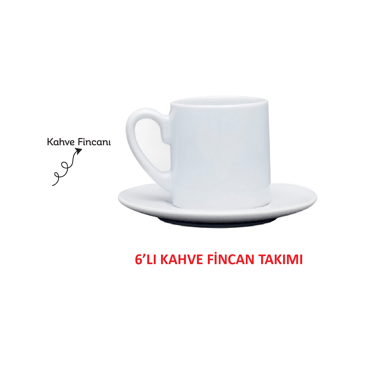Promosyon 6\'lı Kahve Fincanı (65 Ml) Kvf-100