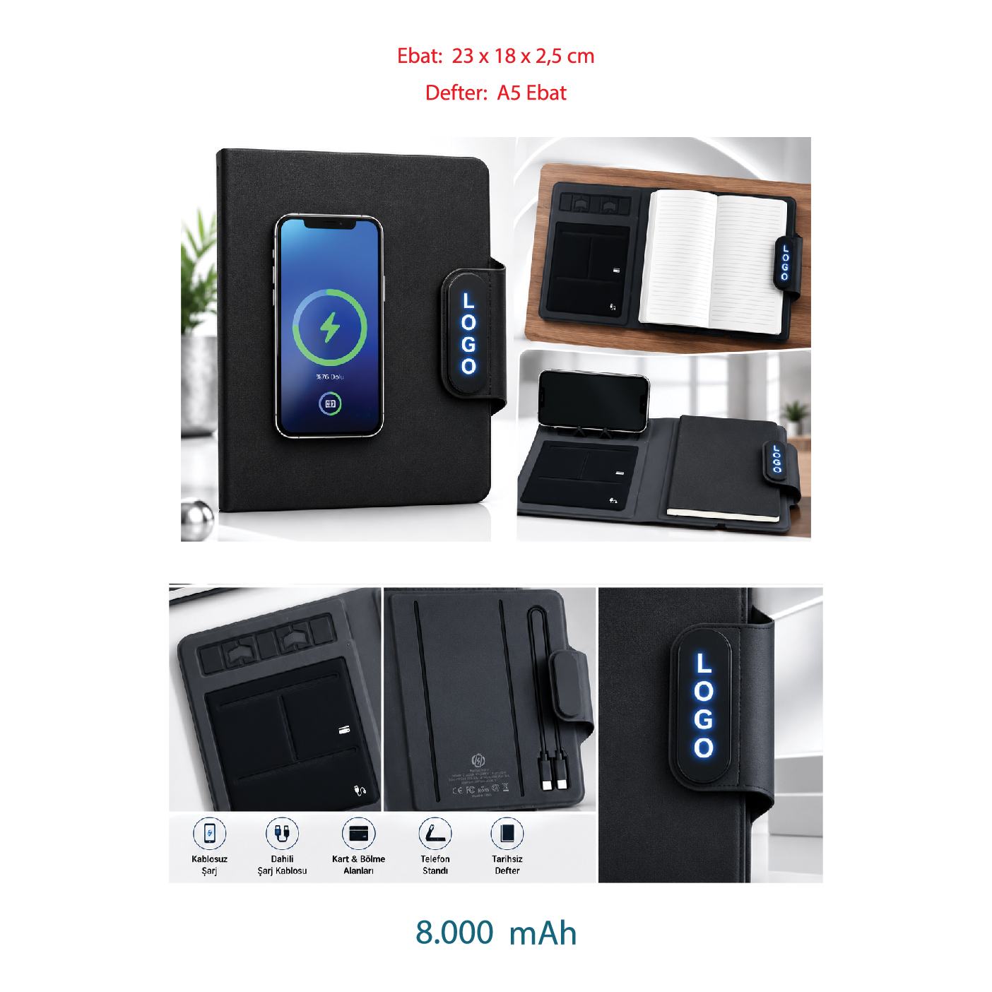 Promosyon Powerbank Organizer / 8.000 Mah Pb-370